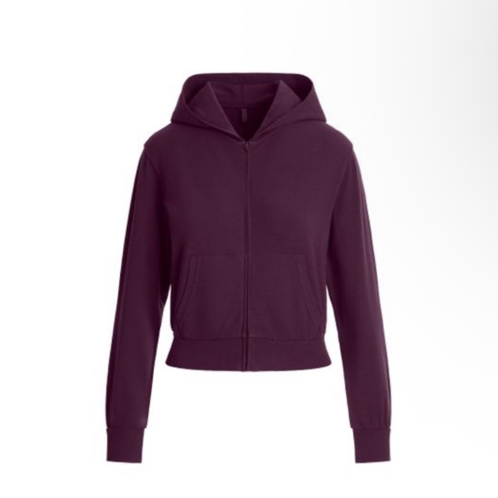SKIMS cotton jersey currant Zip-Up Hoodie NWT XS